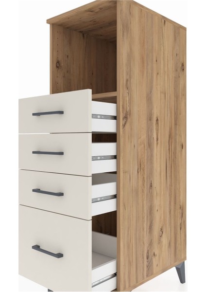 Kronos Dolap Tek Raflı 4 Çekmeceli 44X59X134 Çam-Aytaşı indirimleri