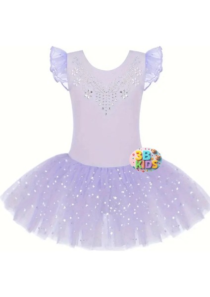 Mor Lila Taşlı Etekli Bale Kıyafeti Mayosu Jimnastik Cimnastik Kıyafeti fiyatları