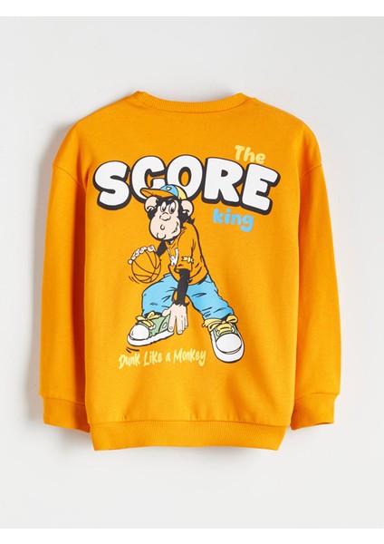 Yeni Sezon Bisiklet Yaka Nostaljik Maymun Baskılı Erkek Çocuk Sweatshirt modelleri