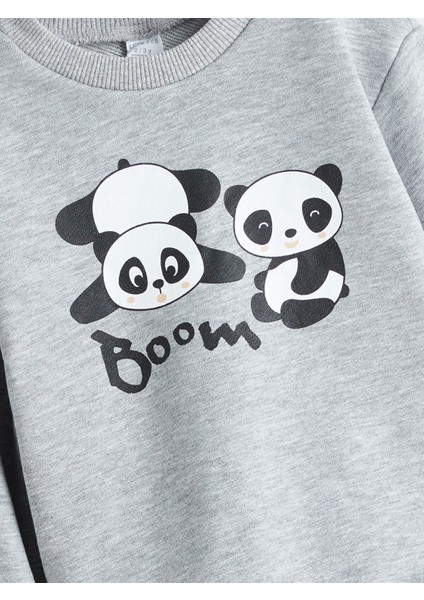 Yeni Sezon Bisiklet Yaka Panda Baskılı Erkek Çocuk Sweatshirt fiyatları