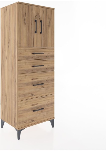 Hyperion Dolap 2 Raflı 4 Çekmeceli 2 Kapaklı 60X44X163 Çam-Çam fiyatları