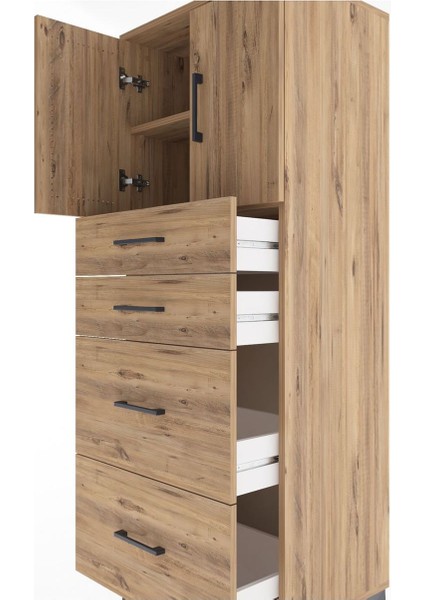 Hyperion Dolap 2 Raflı 4 Çekmeceli 2 Kapaklı 60X44X163 Çam-Çam indirimleri