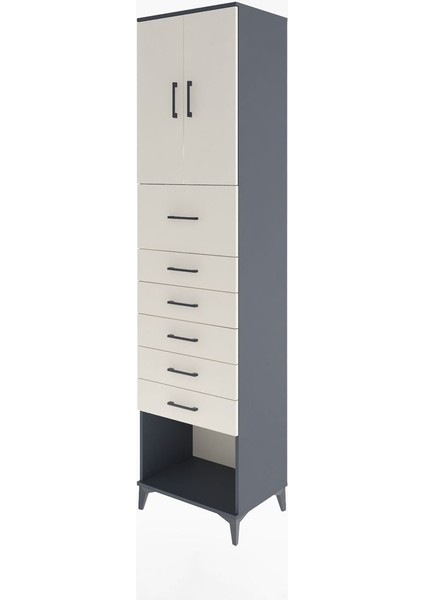 Hyperion Dolap 2 Raflı 6 Çekmeceli 2 Kapaklı 60X44X243 Antrasit-Aytaşı modelleri