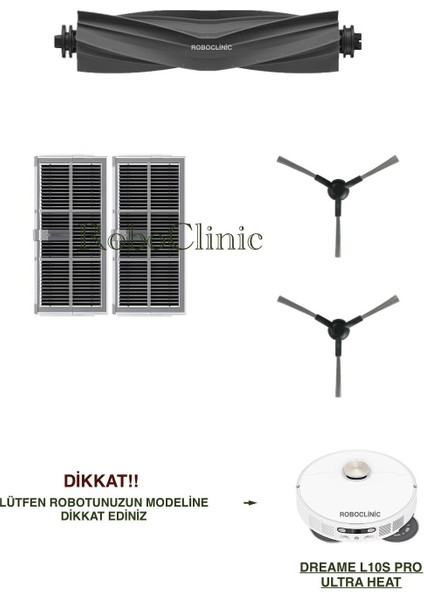 Dreame L10S Pro Ultra Heat Yedek Ana Fırça, Yan Fırça, Hepa Filtre - 5 Parça