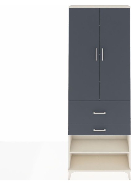 Arges Dolap 5 Raflı 2 Çekmeceli 2 Kapaklı 88X30X243 Aytaşı-Antrasit