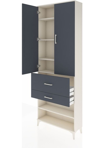 Arges Dolap 5 Raflı 2 Çekmeceli 2 Kapaklı 88X30X243 Aytaşı-Antrasit fırsatları