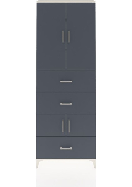 Arges Dolap 4 Raflı 3 Çekmeceli 4 Kapaklı 88X30X243 Aytaşı-Antrasit