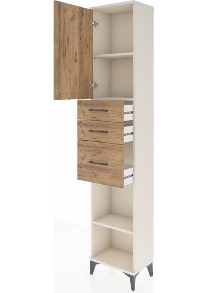 Arges Dolap 3 Raflı 3 Çekmeceli Tek Kapaklı 44X30X221 Aytaşı-Çam fırsatları