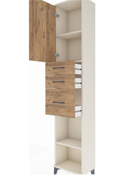 Arges Dolap 3 Raflı 3 Çekmeceli Tek Kapaklı 44X30X221 Aytaşı-Çam indirimleri