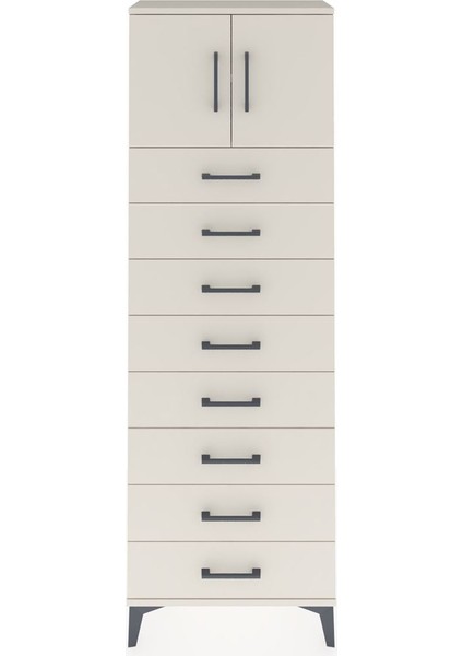 Arges Dolap 2 Raflı 8 Çekmeceli 2 Kapaklı 60X30X182 Aytaşı-Aytaşı