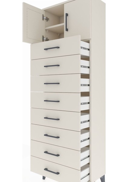 Arges Dolap 2 Raflı 8 Çekmeceli 2 Kapaklı 60X30X182 Aytaşı-Aytaşı indirimleri