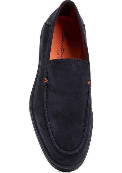 Lacivert Dikiş Detaylı Erkek Deri Loafer fırsatları