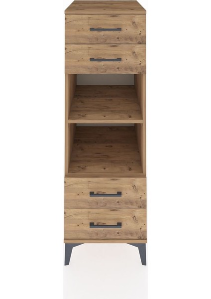 Kronos Dolap 2 Raflı 4 Çekmeceli 44X59X134 Çam-Çam