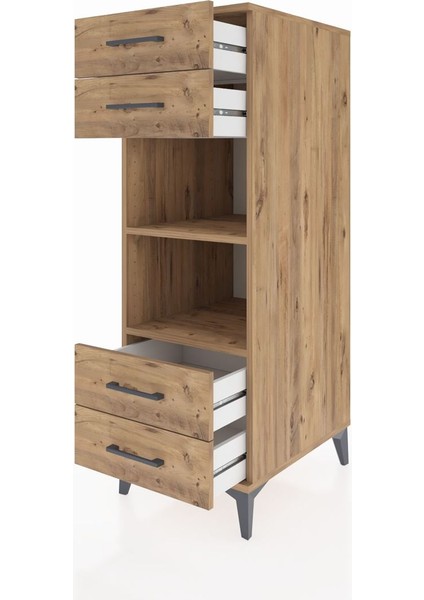 Kronos Dolap 2 Raflı 4 Çekmeceli 44X59X134 Çam-Çam fırsatları