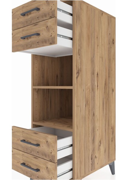 Kronos Dolap 2 Raflı 4 Çekmeceli 44X59X134 Çam-Çam indirimleri