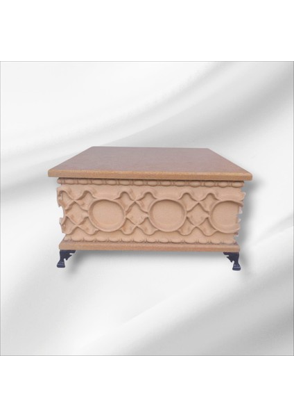 Ahşap- Ham Mdf- Desenli-Takı-Makyaj-Aksesuar-Çok Amaçlı- Ayaklı Kare Dekoratif Kutu fiyatları