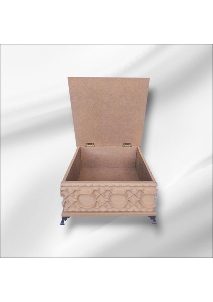 Ahşap- Ham Mdf- Desenli-Takı-Makyaj-Aksesuar-Çok Amaçlı- Ayaklı Kare Dekoratif Kutu modelleri