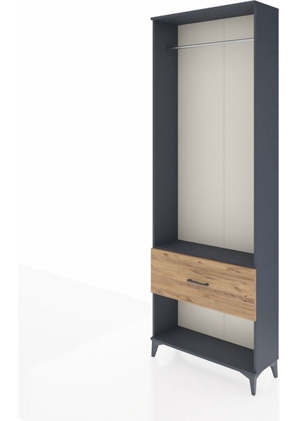 Arges Dolap Tek Raflı Tek Çekmeceli Tek Askılı 88X30X243 Antrasit-Çam modelleri