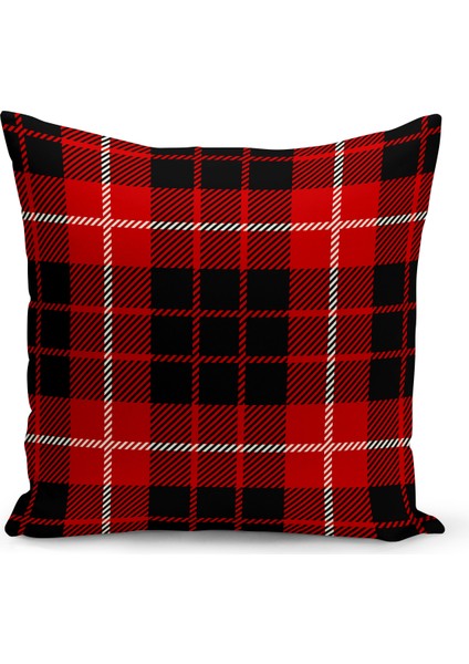 Yılbaşı Ekose Serisi Çift Tarafı Dijital Baskılı Kırlent Kılıfı (Christmas Noel Cushion Cover)