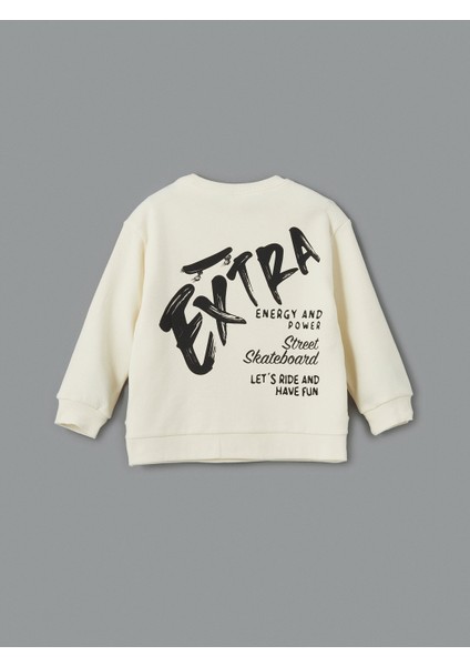 Yeni Sezon Bisiklet Yaka Baskılı Erkek Çocuk Sweatshirt
