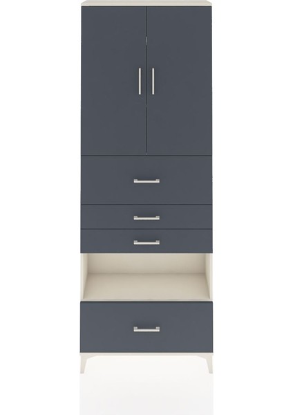 Arges Dolap 4 Raflı 4 Çekmeceli 2 Kapaklı 88X30X243 Aytaşı-Antrasit