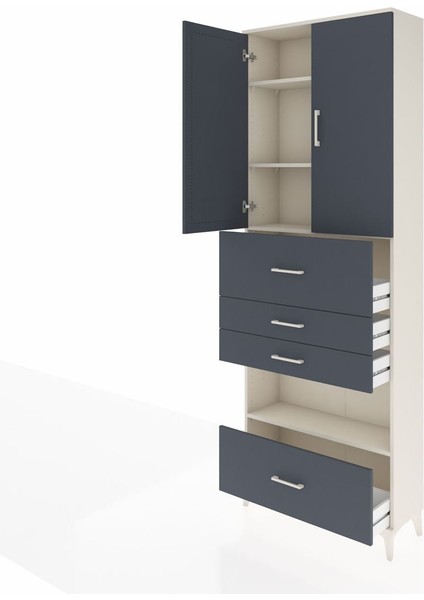 Arges Dolap 4 Raflı 4 Çekmeceli 2 Kapaklı 88X30X243 Aytaşı-Antrasit fırsatları