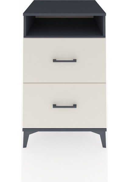 Kronos Komodin Tek Raflı 2 Çekmeceli 60X59X96 Antrasit-Aytaşı