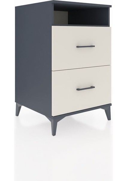 Kronos Komodin Tek Raflı 2 Çekmeceli 60X59X96 Antrasit-Aytaşı fiyatları