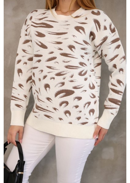 Desenli Neptun Kazak Kahve Beyaz modelleri