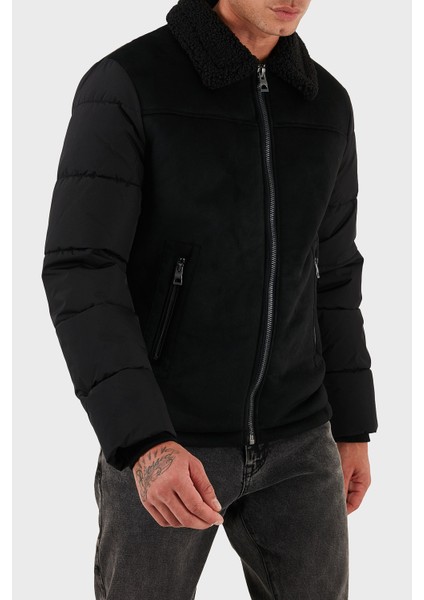Shearling Logolu Regular Fit Ceket Yaka Fermuarlı Mont M5BL79W2292 Erkek Mont M5BL79 W2292 Jblk modelleri
