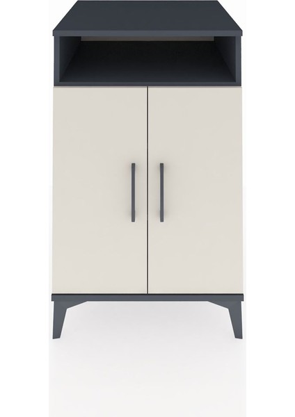 Kronos Komodin 3 Raflı 2 Kapaklı 60X59X96 Antrasit-Aytaşı