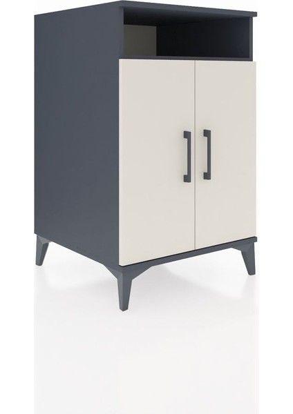 Kronos Komodin 3 Raflı 2 Kapaklı 60X59X96 Antrasit-Aytaşı fiyatları