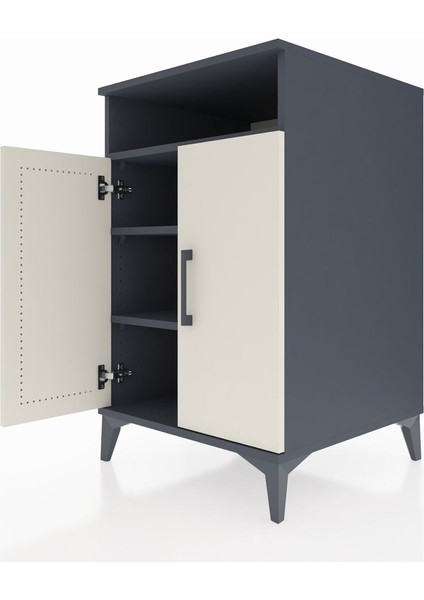 Kronos Komodin 3 Raflı 2 Kapaklı 60X59X96 Antrasit-Aytaşı indirimleri