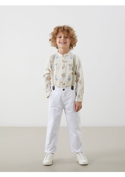 Yeni Sezon Beli Lastikli Askılı Erkek Çocuk Pantolon