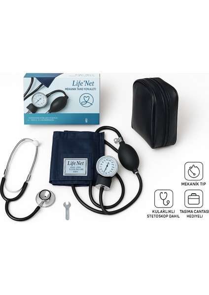 Medikal SC-012 Mekanik Tansiyon Aleti (Steteskop Dahil) Profesyonel Kullanım ve Ev Tipi Ölçümler