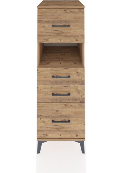 Kronos Dolap Tek Raflı 4 Çekmeceli 44X59X134 Çam-Çam