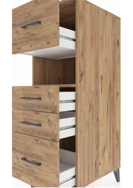 Kronos Dolap Tek Raflı 4 Çekmeceli 44X59X134 Çam-Çam indirimleri