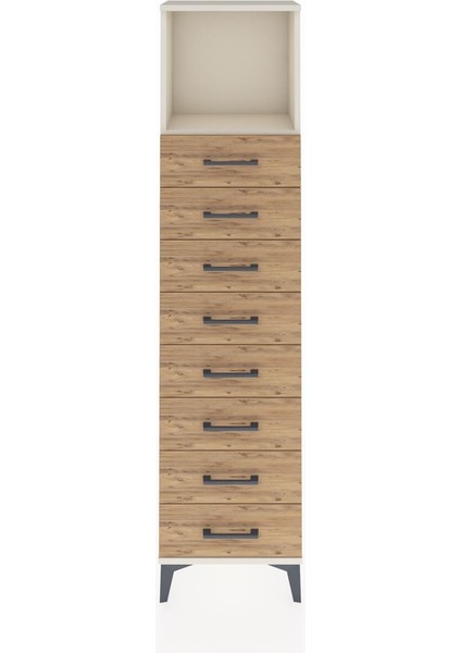 Arges Dolap Tek Raflı 8 Çekmeceli 44X30X182 Aytaşı-Çam