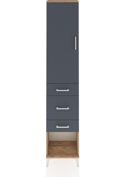 Arges Dolap 2 Raflı 3 Çekmeceli Tek Askılı 44X30X221 Çam-Antrasit