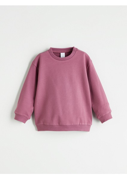 Yeni Sezon Bisiklet Yaka Basic Kız Bebek Sweatshirt