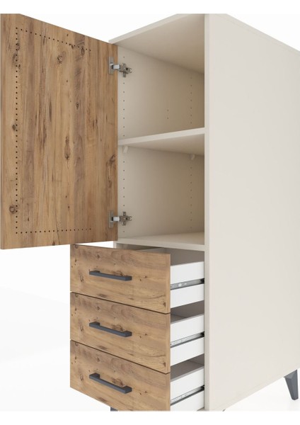 Kronos Dolap 2 Raflı 3 Çekmeceli Tek Kapaklı 44X59X134 Aytaşı-Çam indirimleri