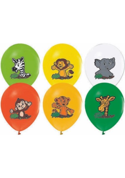 Safari Tema Tropikal Orman Hayvanları Baskılı Balon 10 Adet 30 cm Safari Doğumgünü Partisi fiyatları