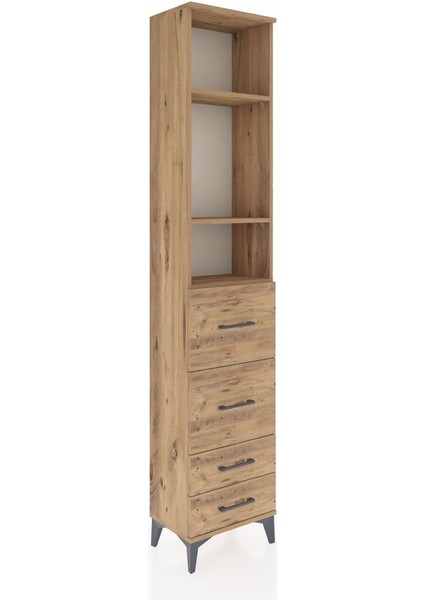 Arges Dolap 3 Raflı 4 Çekmeceli 44X30X221 Çam-Çam fiyatları