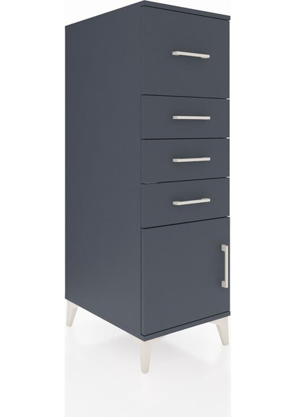 Kronos Dolap 4 Çekmeceli Tek Kapaklı 44X59X134 Antrasit-Antrasit fiyatları