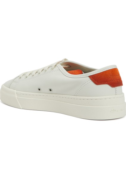 Krem Logo Detaylı Erkek Deri Sneaker modelleri