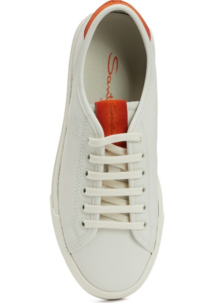 Krem Logo Detaylı Erkek Deri Sneaker fırsatları