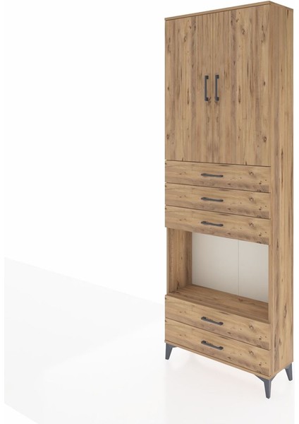 Arges Dolap 4 Raflı 5 Çekmeceli 2 Kapaklı 88X30X243 Çam-Çam modelleri