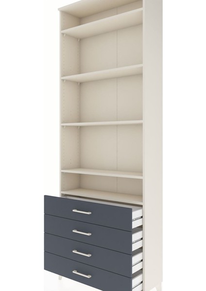 Arges Dolap 5 Raflı 4 Çekmeceli 88X30X243 Aytaşı-Antrasit indirimleri