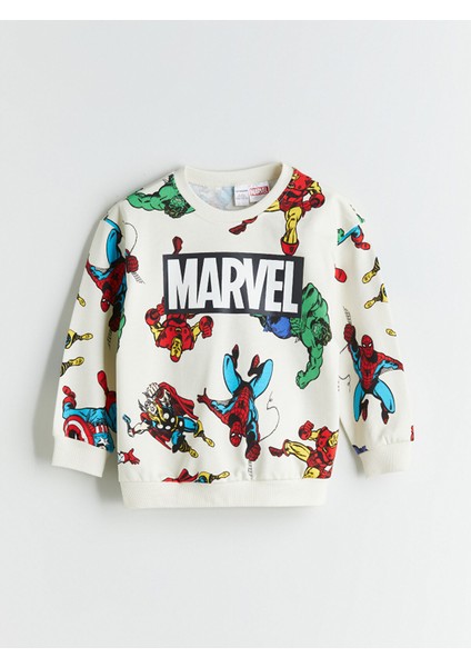 Yeni Sezon Bisiklet Yaka Marvel Baskılı Erkek Çocuk Sweatshirt ve Eşofman Altı