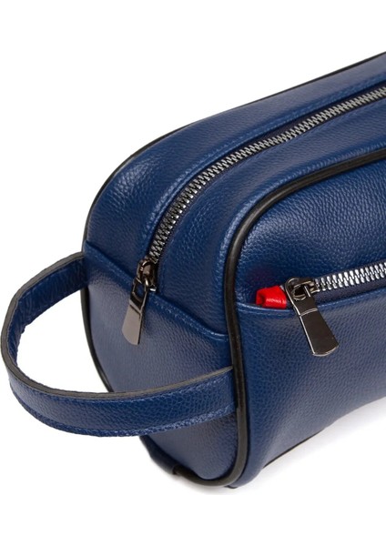Erkek Deri Portföy Clutch Traş Kozmetik Bakım ve Günlük El Çantası (14X24CM) - Lacivert - GOLD002 fiyatları